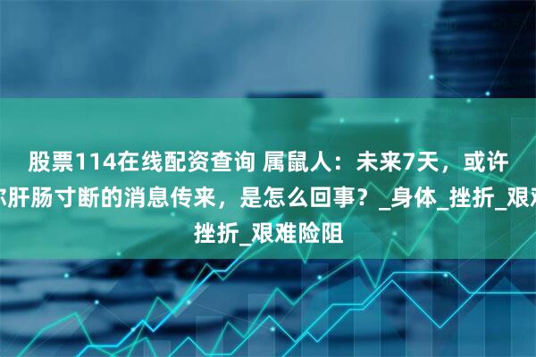 股票114在线配资查询 属鼠人：未来7天，或许有令你肝肠寸断的消息传来，是怎么回事？_身体_挫折_艰难险阻
